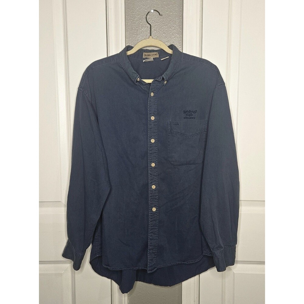 VTG Y2k Rainforest Cafe Orlando Florida Washed Cotton Denim Button Up Shirt XXL